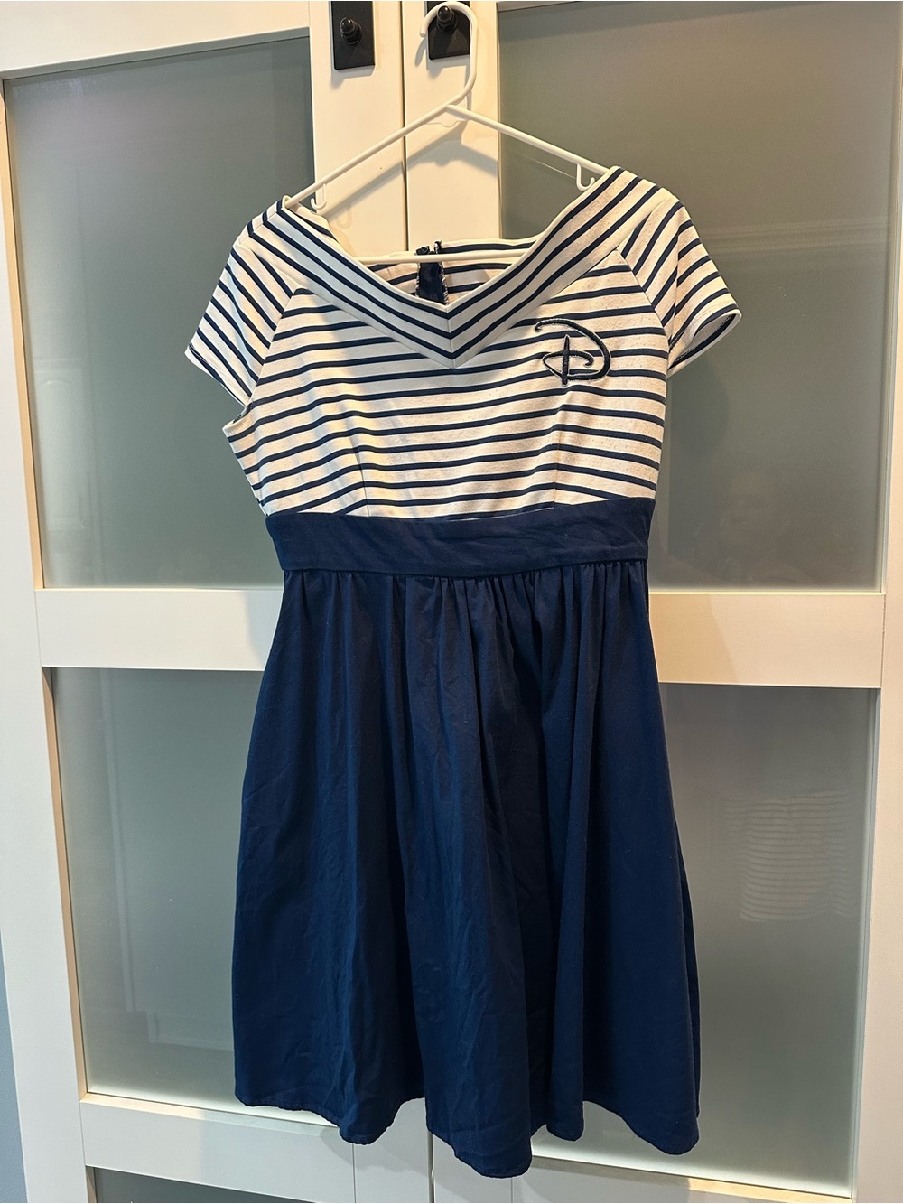 Her Universe Navy and White Striped Sailor-Inspired Midi Dress